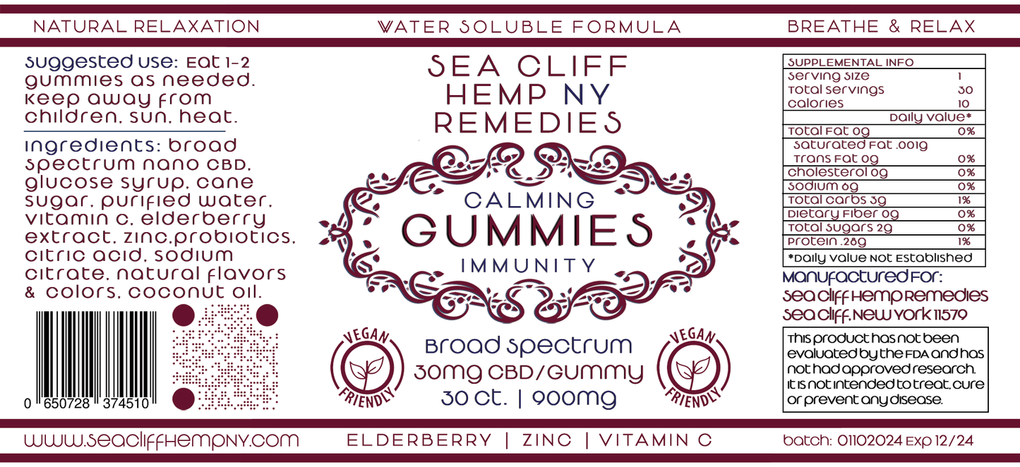 Water soluble cbd gummies for calm and immune support