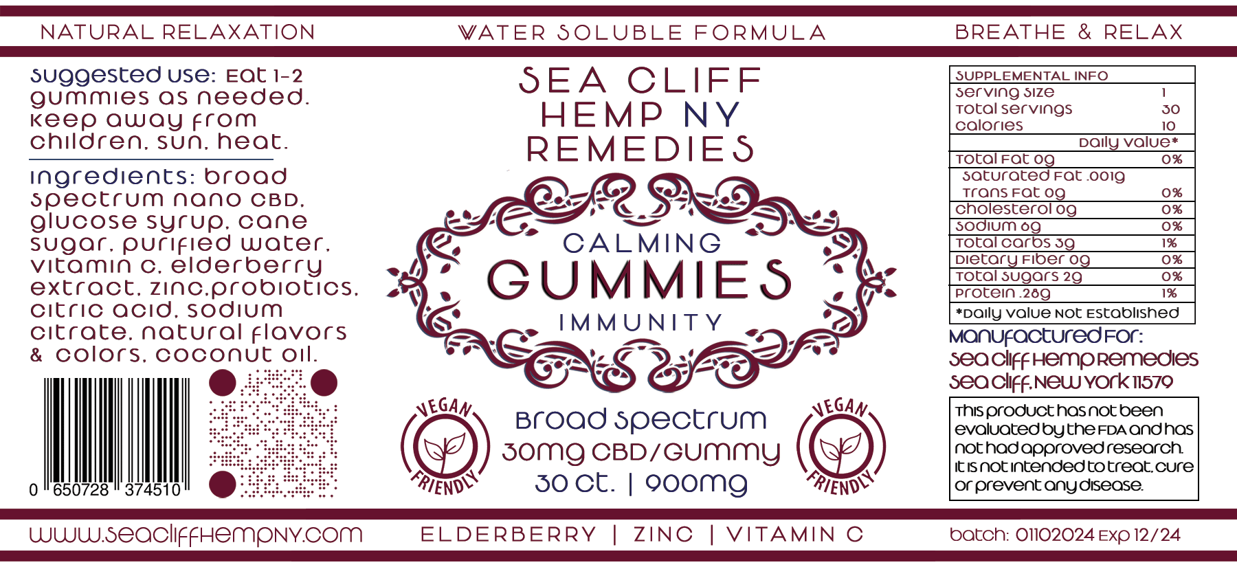 Water soluble cbd gummies for calm and immune support