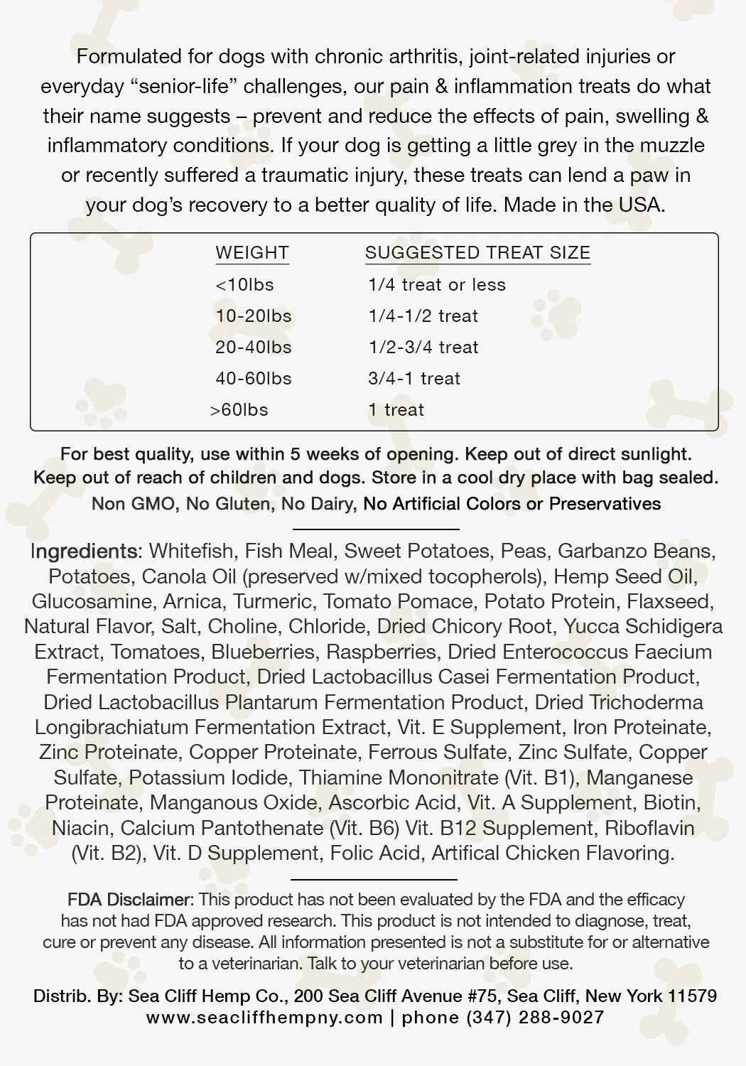 Natural CBD dog treats for inflammation, joint & muscle pain, calming. Zero THC.